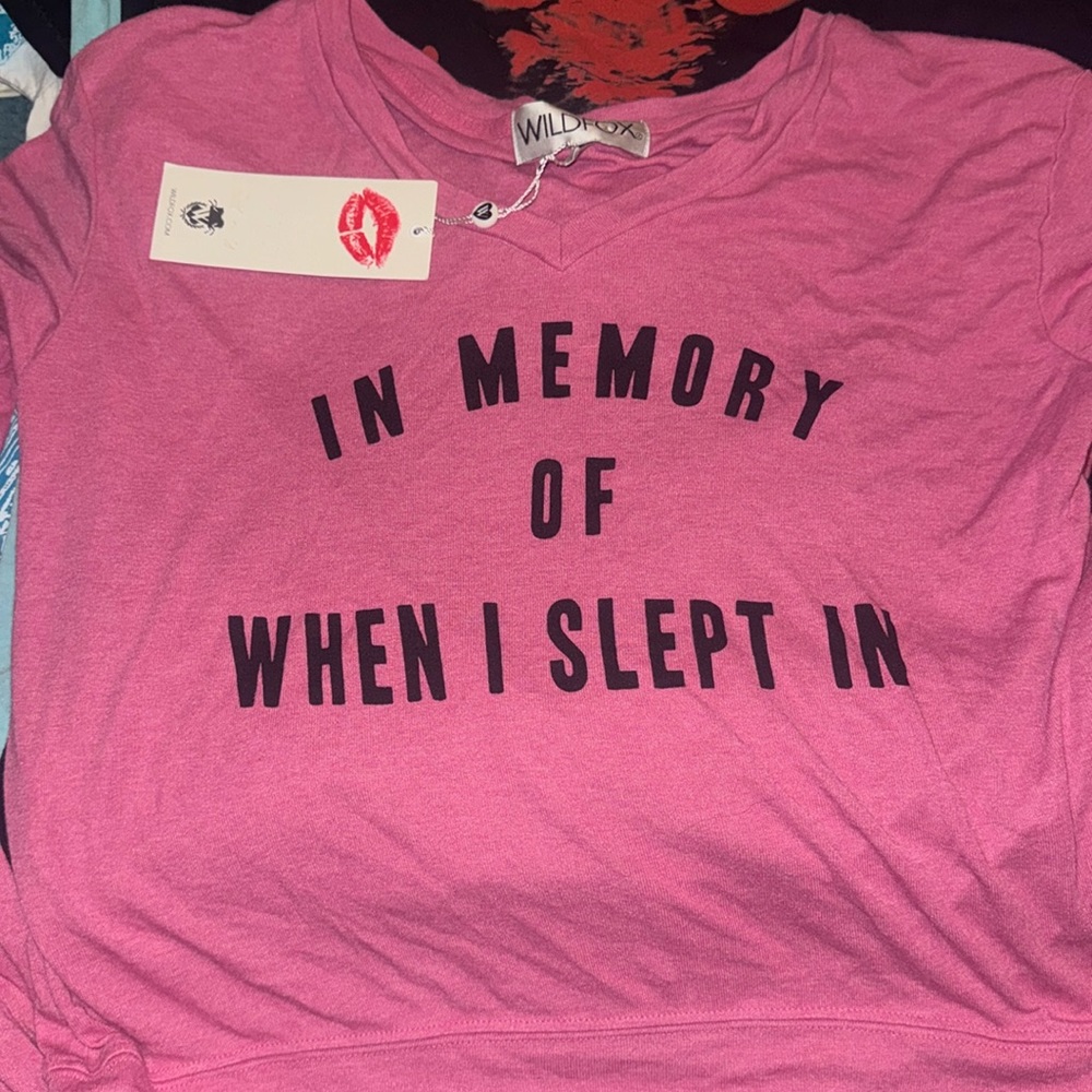 Wildfox In memory of when I slept in pink long sleeve